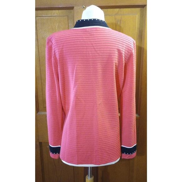 Ming Wang Women's Open Front Cardigan Pink Sz M Textured Old Money Barbie - Picture 3 of 8